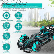 Mașinuță RC Drift 360° cu Telecomandă – Model F1 cu Aburi și Lumini LED
