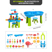 Masă de Joacă cu Apă și Nisip 3 Nivele pentru Copii – Set Complet cu Accesorii